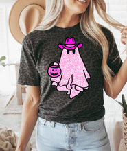 Load image into Gallery viewer, Faux glitter cowboy ghost tee
