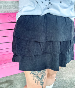 Corduroy ruffle skirt