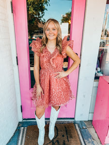 Pink leopard ruffle dress