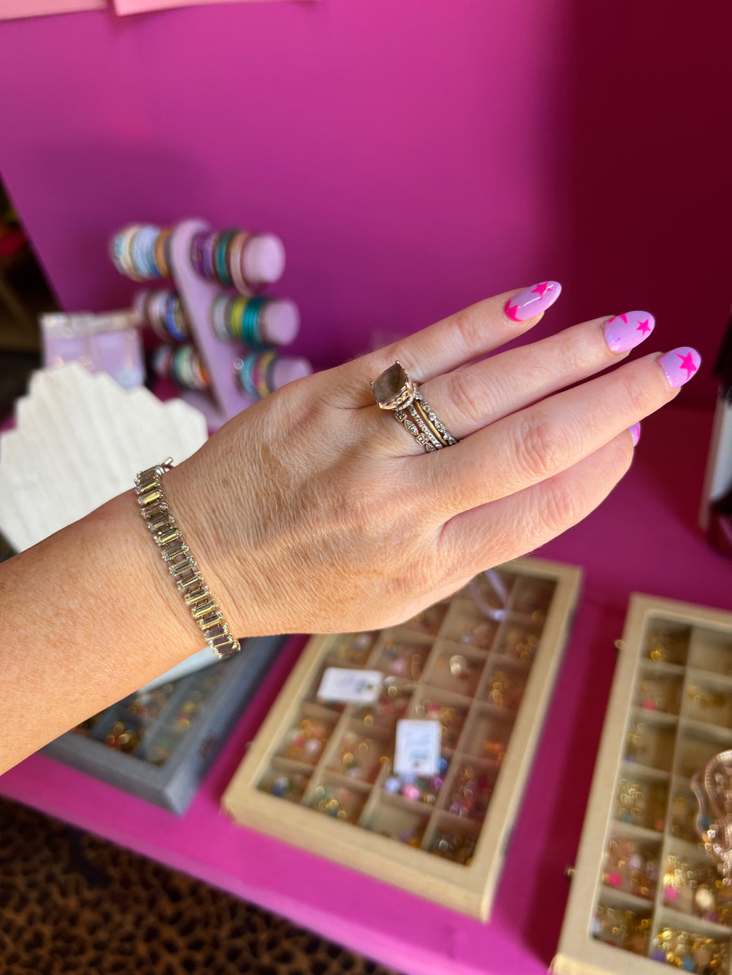 Chunky Rhinestone + gold bracelet