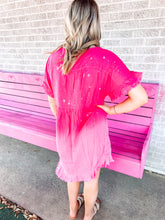 Load image into Gallery viewer, Hot pink bleached linen pocket dress
