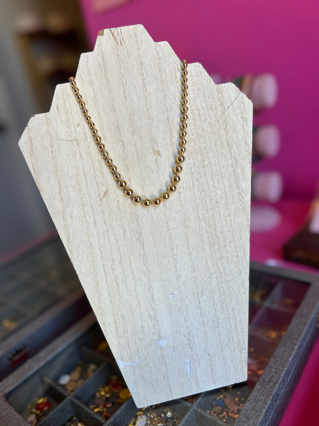 Gold bubble chain necklace