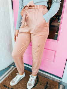 Pink paper bag joggers