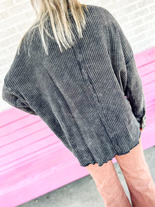 Oversized mineral wash waffle knit Shacket