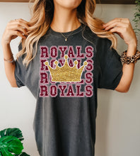 Load image into Gallery viewer, Rouse Royals Spiritwear- Royals Repeat maroon faux glitter
