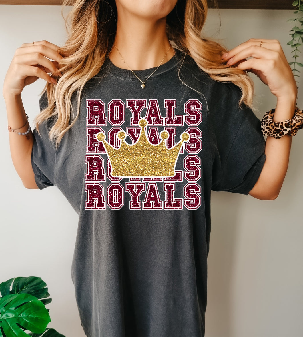 Rouse Royals Spiritwear- Royals Repeat maroon faux glitter