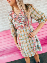 Load image into Gallery viewer, Plaid ruffle wrap dress
