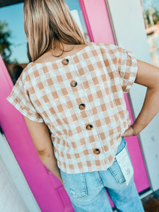 Sand gingham top