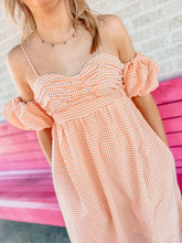 Load image into Gallery viewer, Tangerine gingham dress
