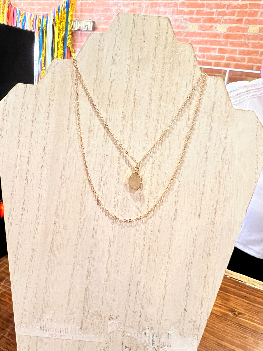 Druzy gold double layer necklace