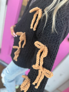 Handmade chunky bow cardigan