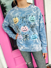 Load image into Gallery viewer, Colorful Pumpkin Bleached French Terry sweater
