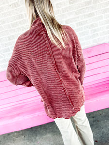 Oversized mineral wash waffle knit Shacket