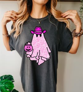 Faux glitter cowboy ghost tee