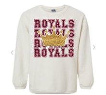 Load image into Gallery viewer, Rouse Royals Spiritwear- Royals Repeat maroon faux glitter
