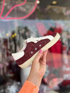 Maroon sparkle star sneakers