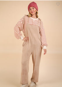 Fleece bow jumpsuit w/pockets