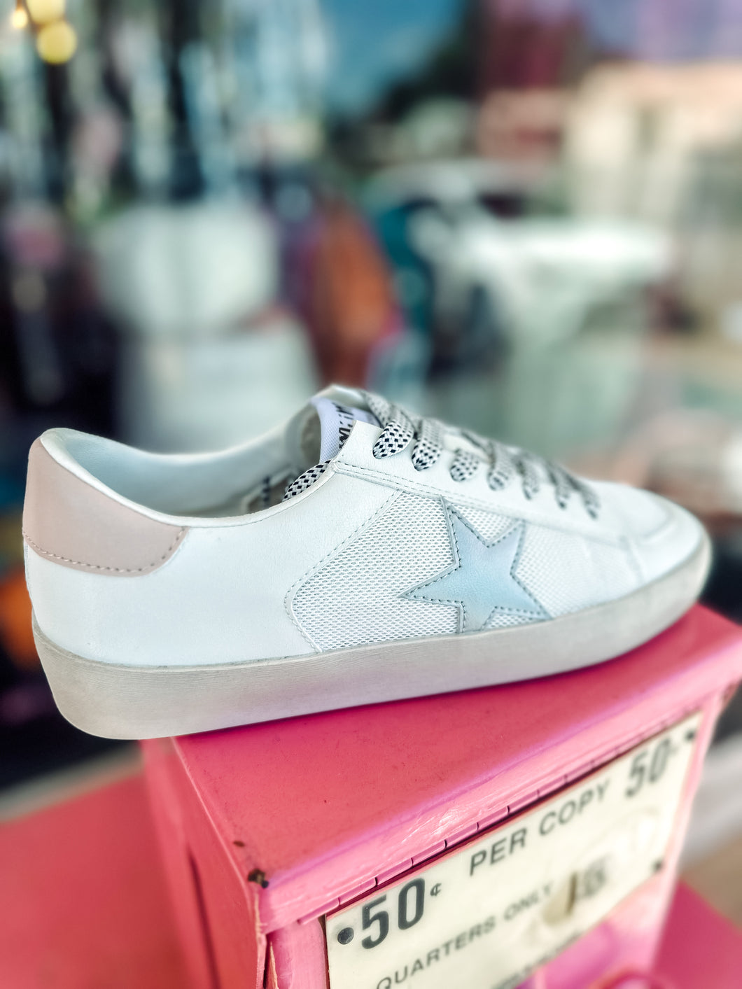 Candace- pink iridescent star sneakers