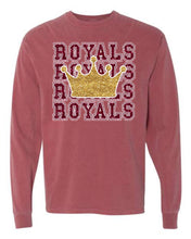 Load image into Gallery viewer, Rouse Royals Spiritwear- Royals Repeat maroon faux glitter
