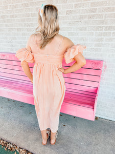 Tangerine gingham dress