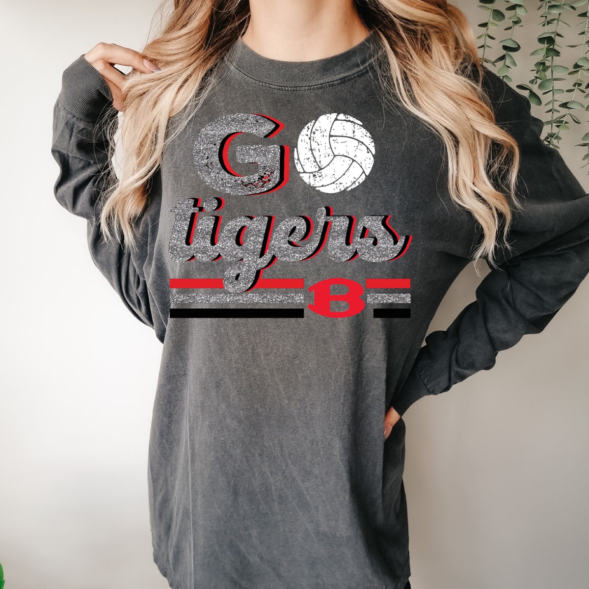 Belton Tigers Volleyball Faux glitter design – Pink Bulldog Boutique