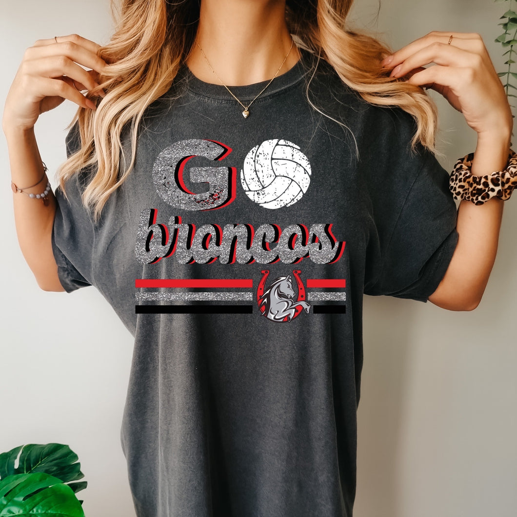 Broncos Volleyball Faux glitter design