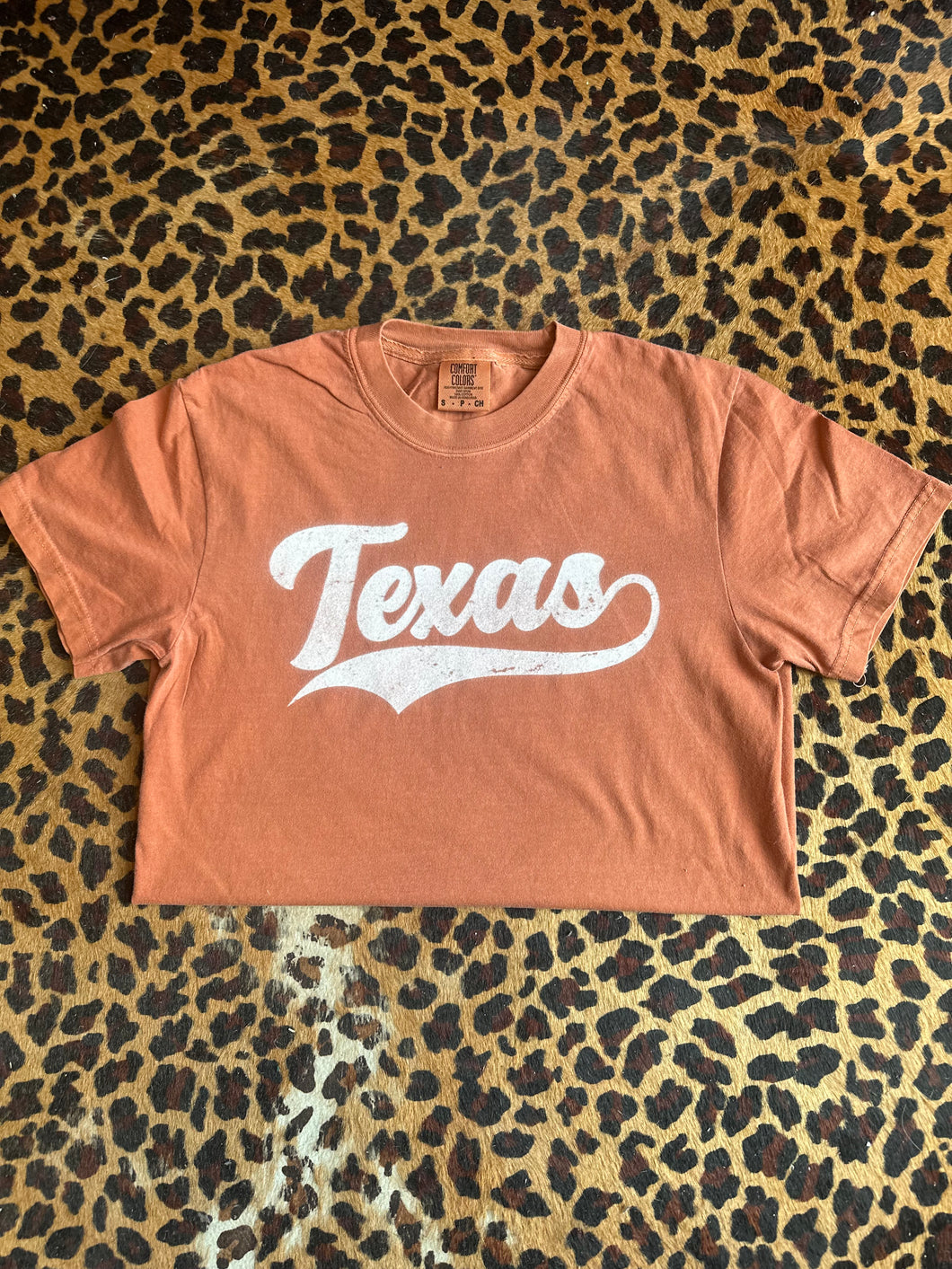 Texas burnt orange cursive tee