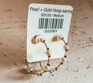 Pearl + Gold Hoop earrings