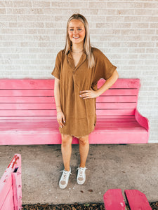 Acid wash linen dress