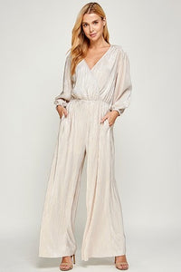 Metallic pleated jumpsuit