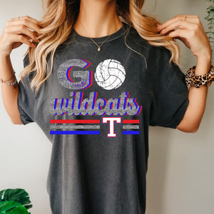 Temple Wildcats faux glitter volleyball design