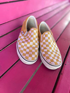 Vans yellow outlet checkered shoes