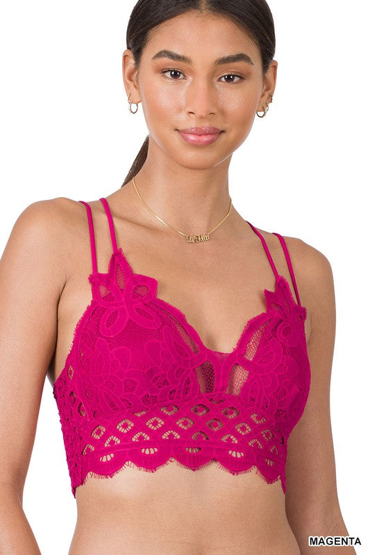 Hot Pink Crochet Lace Bralette