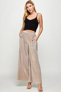 Accordion Pleat Metallic Pants